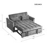 SeaCamel 3-in-1 Convertible Sofa Bed, Modern Pull-out Couch with Adjustable Backrest, Velvet Futon & Pillows, Pockets for Living Room, Black - 3 of 4