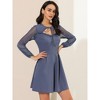 INSPIRE CHIC Women's Tie Neck Ruffled Mesh Long Sleeve Mini Dress - 3 of 4