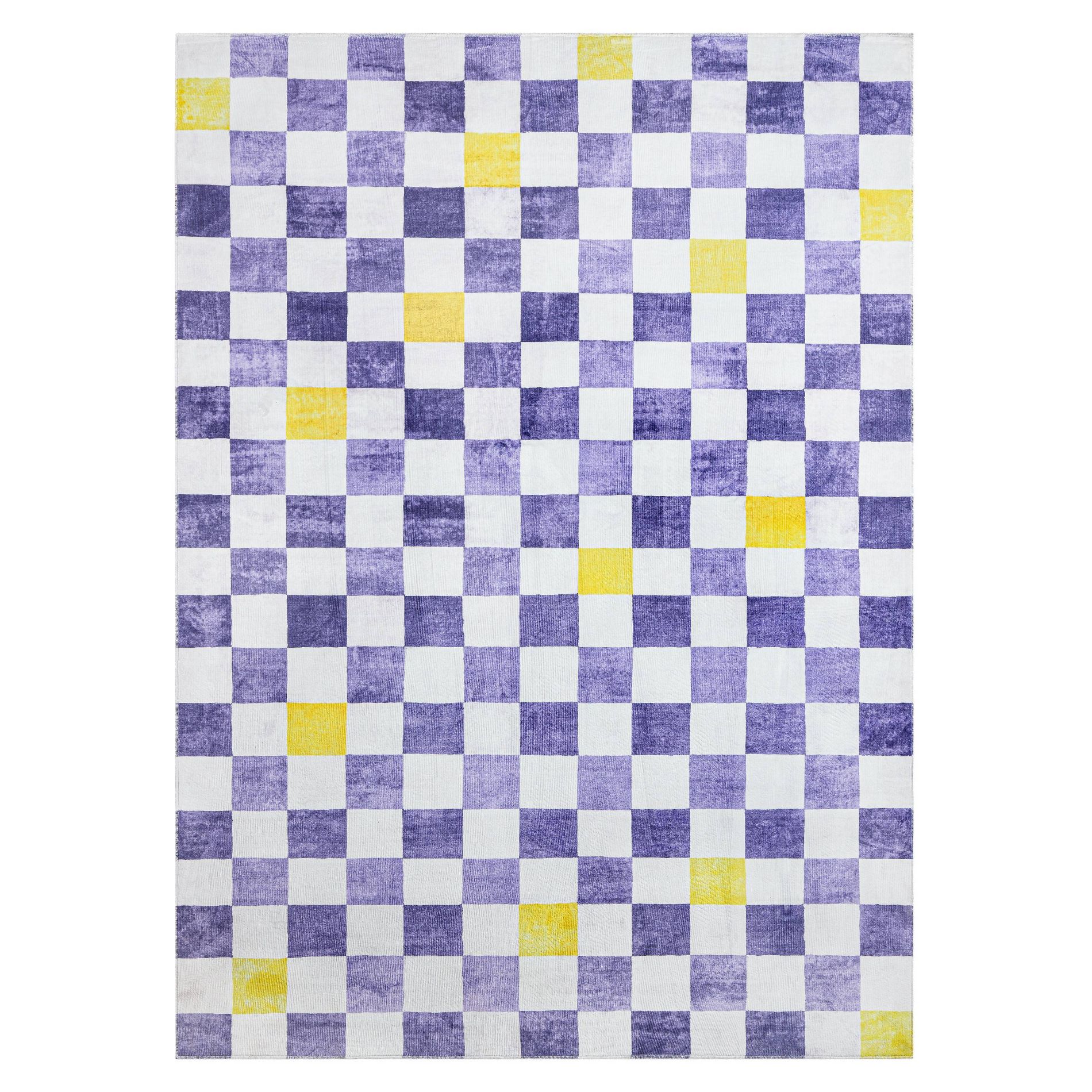 Town & Country Play 5'x7' Niko Checkmate Kids' Area Rug Purple: Skid-Resistant, Machine Washable, Low Pile, Indoor Use
