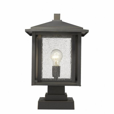 Aspen Oil Rubbed Bronze Outdoor Pier Light with Seedy Glass Shade