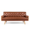 Adelaide Mid-Century Modern Tufted Sofa with Rolled Accent Pillows, Gold-Tipped Rubberwood Legs & Diamond Stitching - 3 of 4