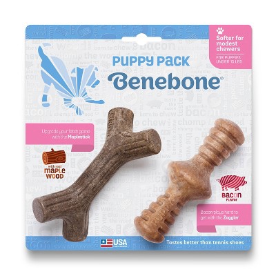 Photo 1 of Benebone Puppy 2 Pk Bacon Zaggler & Maplestick Chew Stick - X Small