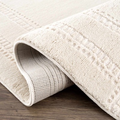 Ryuu Beige and Cream High Pile Rectangular Area Rug