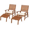 Outsunny 4 Piece Patio Furniture Set, 2 Chairs with Cushions & Ottomans, Slatted Acacia Wood Seat & Backrest, Cream White - 4 of 4