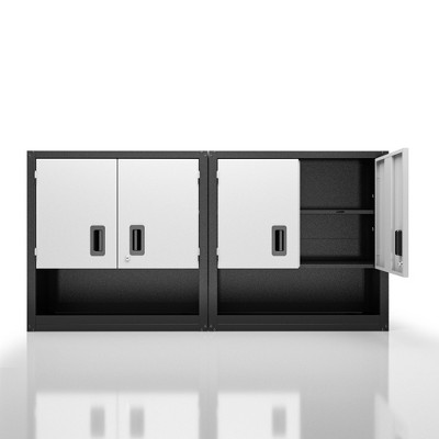 Garage Wall Cabinet with Locking 3/4 Doors and Adjustable Shelf, Metal Wall Cabinet, Floating Upper Storage Cabinet
