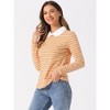 INSPIRE CHIC Women's Long Sleeves Contrast Peter Pan Collar Striped Blouse Top - 2 of 4