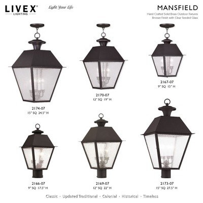 Bronze Seeded Glass 3-Light Outdoor Wall Lantern