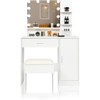 Karl Home | White LED Makeup Vanity Set With Adjustable Lighting, Cushioned Stool, And Spacious Storage - 4 of 4