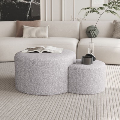 Nesting Upholstered Ottoman Coffee Table, Nesting Coffee Tables Set Of 2, Modern Side Table For Living Room-Cuddlewood