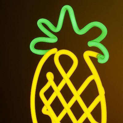 Large Yellow and Green Pineapple Neon Glass Desk Light