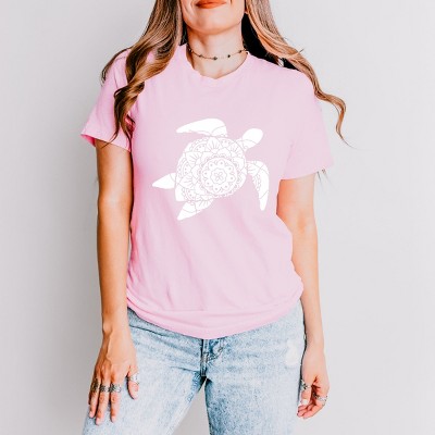 Simply Sage Market Turtle Mandala Short Sleeve Tee - M - Pink