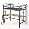 Bellemave Twin Metal Loft Bed with L-Shaped Desk, Charging Station Loft Bed Frame Twin Size, Safety Guard & Ladder, No Box Spring Needed, Black - 2 of 4