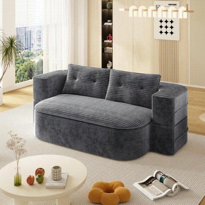 78.7 "2-in-1 Foldable Sofa, Plush Polyester Sofa, Convertible Floor Sofa Bed, Deep Seating, with Multi Functional Blanket,Suitable for Living Rooms