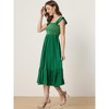 INSPIRE CHIC Women's Boho Square Neck Ruffle Trim Flowy Smocked Midi Sundresses - 4 of 4