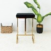 Velvet Upholstered Stool with Durable Frame and Mid-Century Modern Design for Kitchen, Bar, or Dining Area - 4 of 4