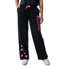 Kuromi Pink Skulls Women's Black Straight Leg Tie-Front Sweatpant Jogger - 3 of 4
