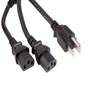 SANOXY 6ft 18 AWG Universal Power Cord Splitter Cable (NEMA 5-15P to IEC320 C13 x 2), Black - 1 of 4