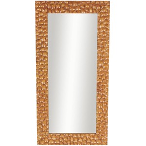 Olivia & May 48"x24" Wood Textured Concave Honeycomb Floor Mirror Brown - 1 of 4