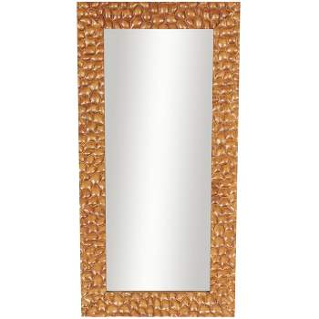 Olivia & May 48"x24" Wood Textured Concave Honeycomb Floor Mirror Brown