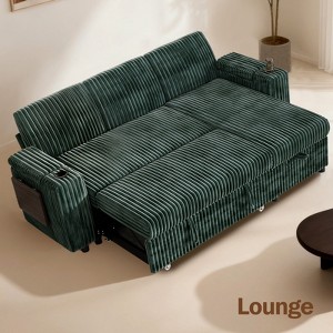 Dyonery sofa, with a pull-out bed, 5-seat sofa, adjustable backrest, storage space, small table and cup holder, tool-free assembly - 1 of 4