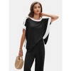 EXLURA Womens Summer 2 Piece Outfits Color Block Short Sleeve Tops Tracksuit Wide Leg Pants Matching Set Lounge Sets 2025 - 3 of 4