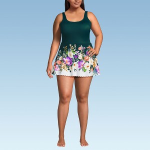 Lands' End Women's Tugless Scallop Swim Dress Swimsuit - 1 of 4
