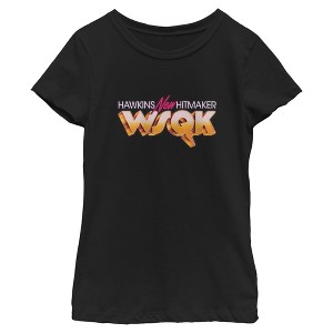 Girls Stranger Things Hawkins Hitmaker WSQK Logo T Shirt - 1 of 4