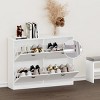 Slim Shoe Storage Cabinet with Flip Drawers, Narrow Entryway Shoe Organizer, Modern Foyer Shoe Rack with 4 Compartments-The Pop Home - 2 of 4