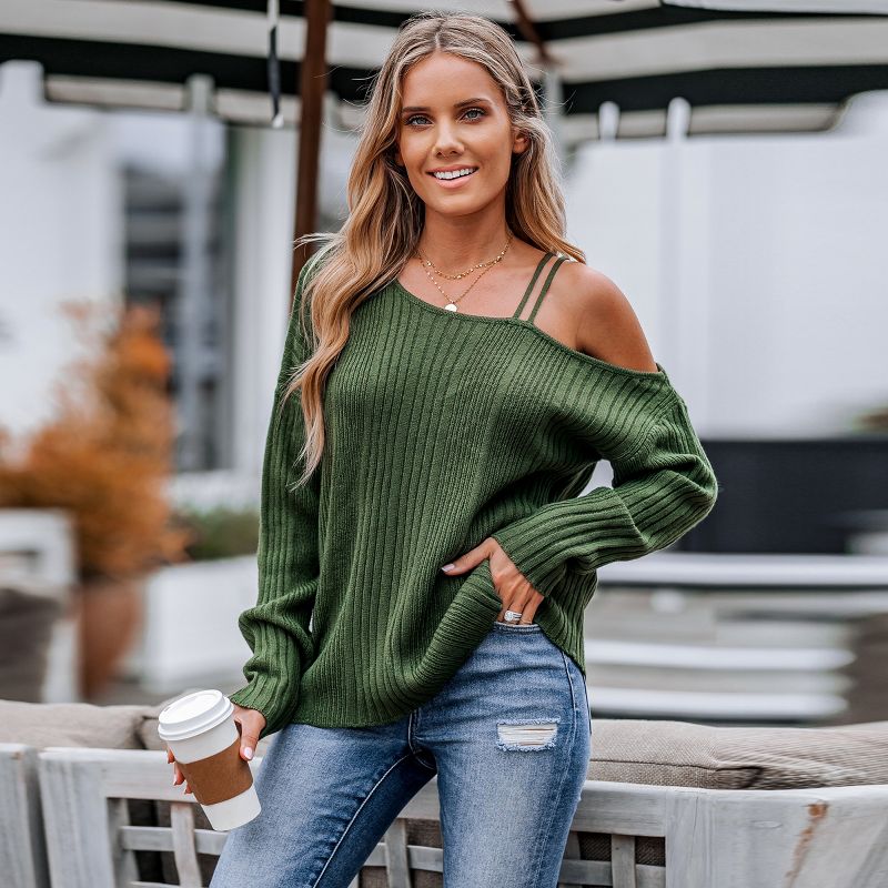 Women's Ribbed One-Shoulder Long Sleeve Sweater - Cupshe, 3 of 7