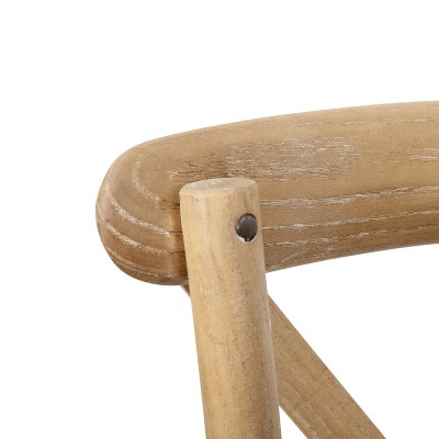Natural White Grain Wood Cross Back Dining Chair