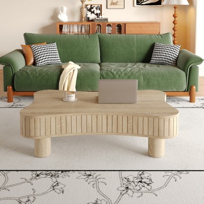 42" Lift Top Coffee Table with Hidden Storage,Fluted Panels,Rounded Corners,Hydraulic Lift for Living Room-Maison Boucle