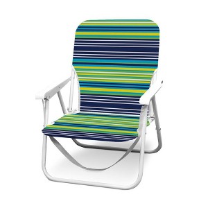 Caribbean Joe Folding Outdoor Portable Beach Chair - Blue/Yellow Stripes - 1 of 4