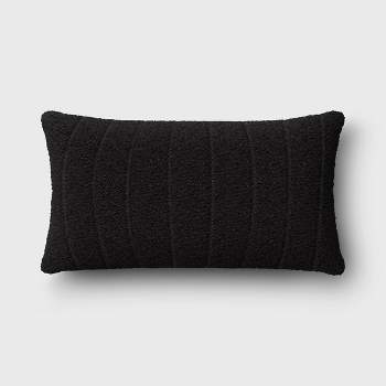 Oversized Channeled Boucle Lumbar Throw Pillow Black - Threshold™