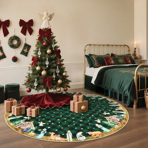 Washable Rugs for Living Room, Non-Slip Red Christmas Area Rug, Low Pile Xmas Decorative Carpetm - 1 of 4