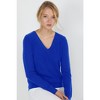 JENNIE LIU Women's 100% Pure Cashmere Long Sleeve Pullover V Neck Sweater - 2 of 3