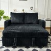 TiramisuBest Velvet Sleeper Sofa with Pull-Out Bed, Reclining Loveseat Couch with Pillows & Side Pockets – Black - 3 of 4