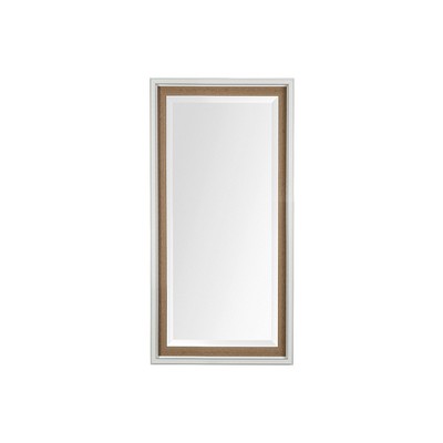 HomeRoots 53" White And Natural Framed Bathroom Vanity Mirror