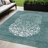 Dark Green Aqua And Ivory Abstract Washable Indoor Outdoor Area Rug - 2 of 4
