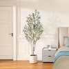 DR.Planzen Artificial Olive Trees, 5-7FT Tall Fake Olive Trees for Indoor, Large Olive Plants with White Planter for Home Decor and Housewarming Gift - 2 of 4