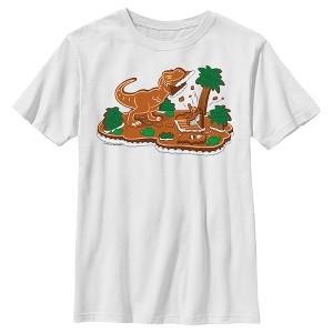 Boy's Jurassic World Gingerbread Dinosaur Island T-Shirt - 1 of 4