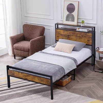 Hub Styler Metal Platform Wooden Headboard Bed