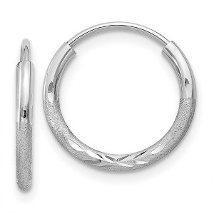 Black Bow Jewelry 1.5mm x 15mm 14k White Gold Satin Diamond-Cut Endless Hoop Earrings - 1 of 4