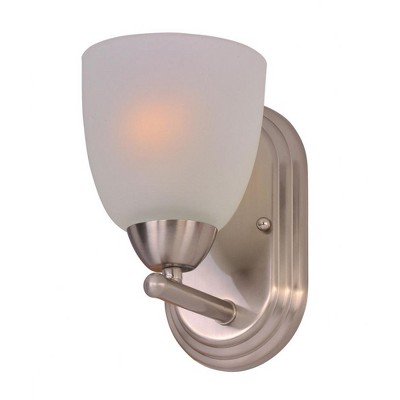 Satin Nickel Dimmable Outdoor Wall Sconce with Frosted Glass