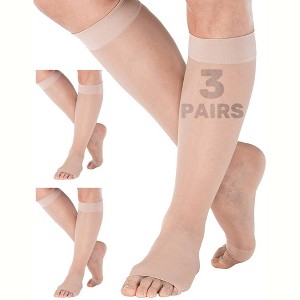 Absolute Support Women’s Sheer 15–20mmHg Graduated Compression Socks, Knee High 3-Pair – Circulation, Swelling Relief, A111-3 - 1 of 4