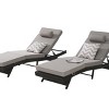 Outdoor Wicker Garden Reclining Lounge Chairs Set of 2,Adjustable Wave Recliner Chairs with Cushion,Patio Poolside Chaise Lounge-Coolbibila - 4 of 4