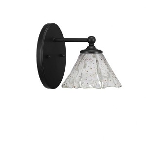 Toltec Lighting Capri 1 - Light Sconce in  Matte Black with 7" Italian Ice Shade - 1 of 1