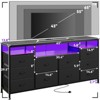 63" Fabric Dresser with 10 Drawers, TV Stand, Built-in USB Ports & LED Lights, Multi-Functional Storage for 75" TVs - 2 of 4