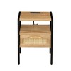 KWPZQEB Rattan End Table with Charging Station and Drawer, Side Table with USB Ports and Outlets,  Modern Nightstand for Living Room Bedroom - 4 of 4