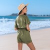 Women's Breezy Olive Green V-Neck Beach Romper - Cupshe - 4 of 4