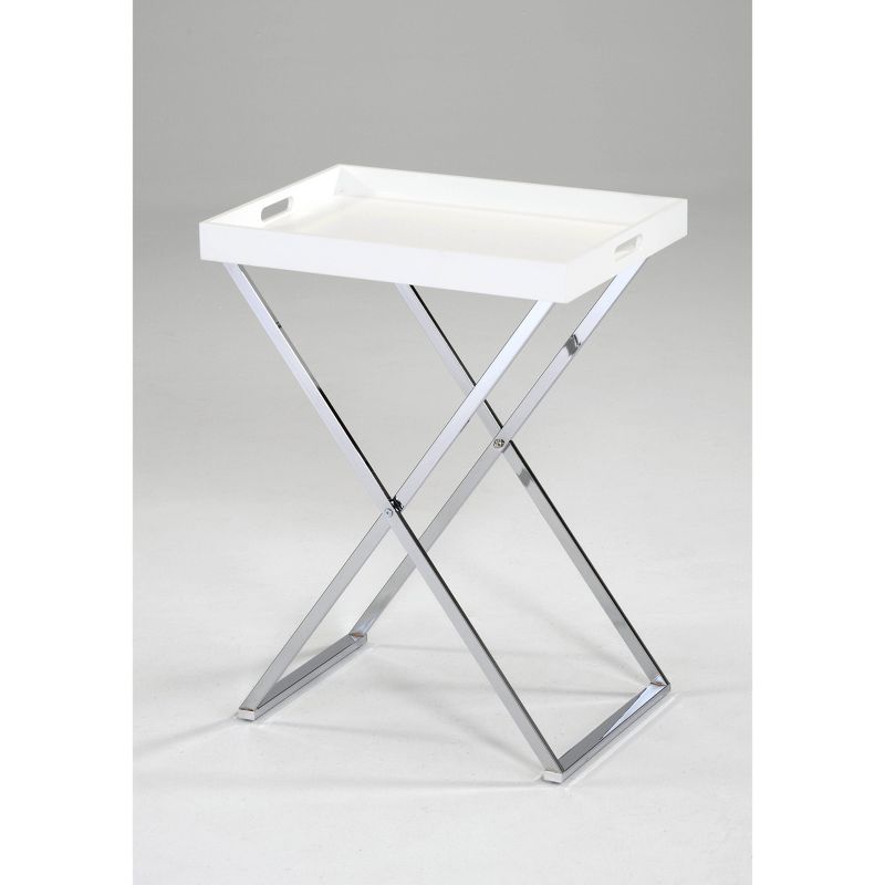 Rectangular Folding Side Table with Removable Tray White/Chrome - Danya B., 6 of 9